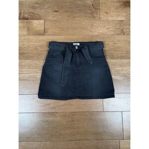 OshKosh B'gosh Denim Skirt Drk Gray Adjustable Tie Waist Casual Y2K Girls 10/10A